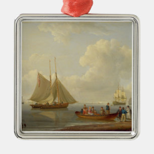 Een vlucht die passagiers naar twee verankeringspu metalen ornament