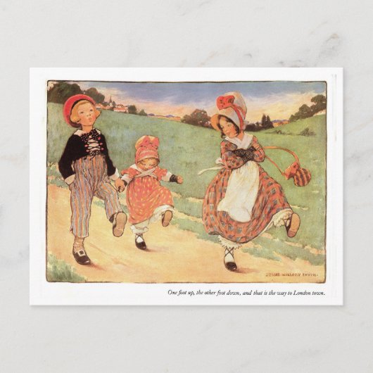 Eén voet omhoog, één voet omlaag, zenuwrijm briefkaart (Voorkant)