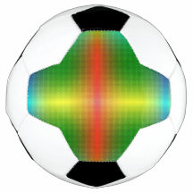 Een voetbal heeft een kleurrijk geometrisch patroo