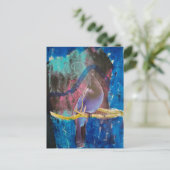 Een vogel die blauw is Mixed Media Collage Briefkaart (Staand voorkant)