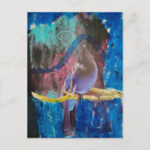 Een vogel die blauw is Mixed Media Collage Briefkaart (Voorkant)