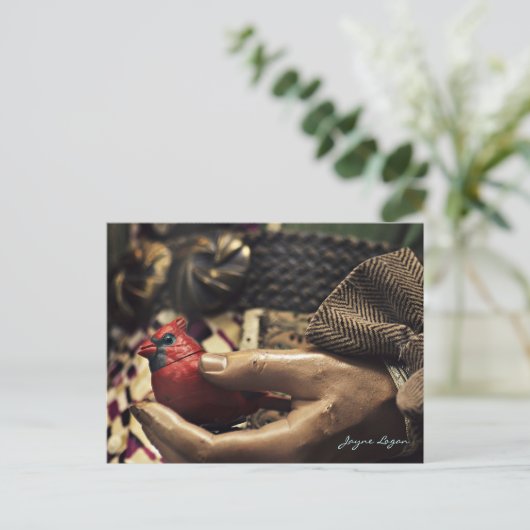 Een vogel in de hand, Briefkaart (digitale kleuren (Staand voorkant)