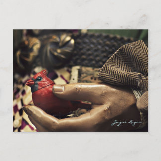 Een vogel in de hand, Briefkaart (digitale kleuren