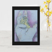 een vogel in de hand ....... kaart (Gele Bloem)