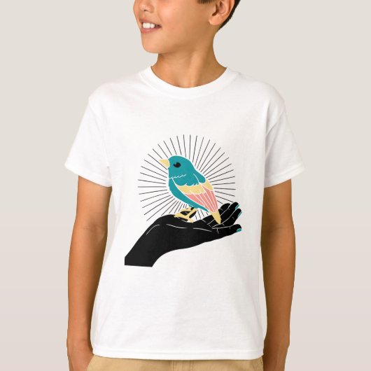 een vogel in de hand t-shirt (Voorkant)