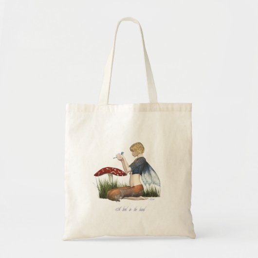 Een vogel in de hand tote bag (Voorkant)