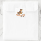 Een vogel in de hand vierkante sticker (Tas)