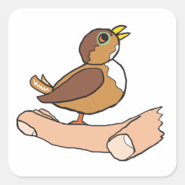 Een vogel in de hand vierkante sticker