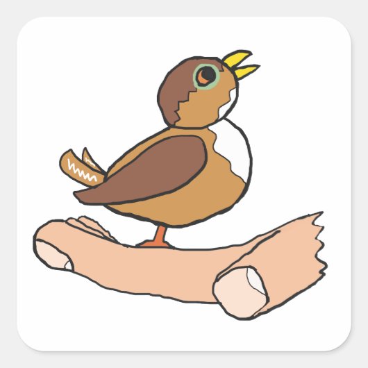 Een vogel in de hand vierkante sticker (Voorkant)
