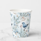 Een vogel in een koude winter - papieren bekers (Achterkant)