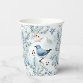 Een vogel in een koude winter - papieren bekers (Links)