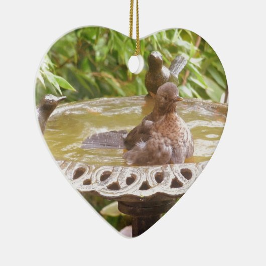 Een vogel in het bad keramisch ornament (Rechts)