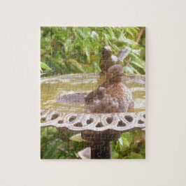 Een vogel in het bad legpuzzel