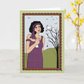 Een vogel in het Hand_A-Wenskaart Kaart (Gele Bloem)