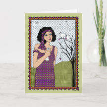 Een vogel in het Hand_A-Wenskaart