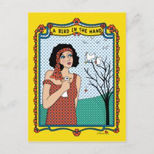 Een vogel in het Hand_B_ Briefkaart