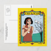 Een vogel in het Hand_B_ Briefkaart (Voorkant / Achterkant)