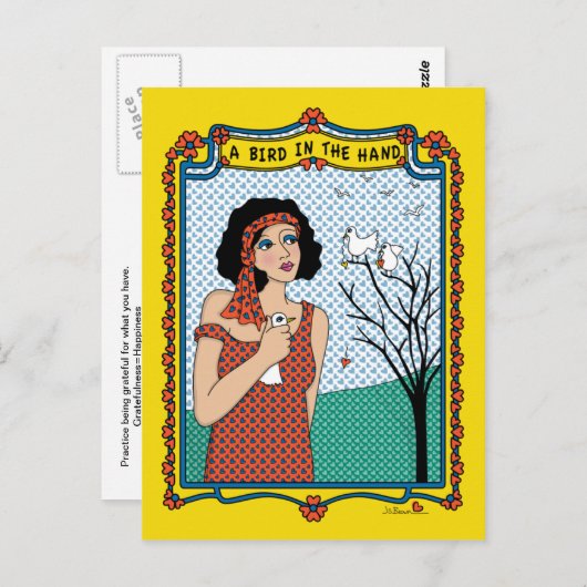 Een vogel in het Hand_B_ Briefkaart (Voorkant / Achterkant)