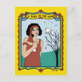 Een vogel in het Hand_B_ Briefkaart (Voorkant)