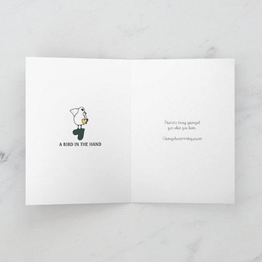 Een vogel in het Hand_C_Wenskaart Kaart (Binnen)