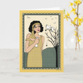 Een vogel in het Hand_C_Wenskaart Kaart (Gele Bloem)