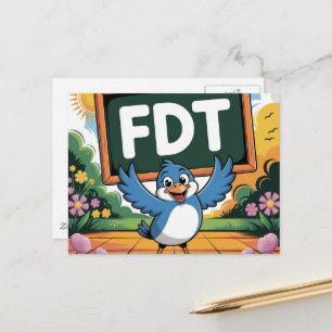 Een vogel met een FDT-teken Briefkaart