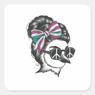 Een vogel met haar haar elegant gestyled vierkante sticker
