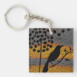 Een vogel onder de veren sleutelhanger