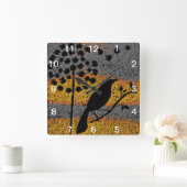 Een vogel onder de veren vierkante klok (Huis)