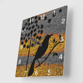 Een vogel onder de veren vierkante klok (Hoek)