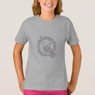 Een vogel tussen de ringen van bloemen-merk t-shirt