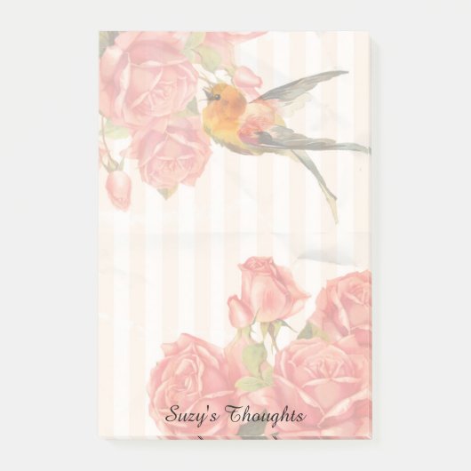 Een vogel tussen de Rozen Post-it® notes 4 x 6 (Voorkant)