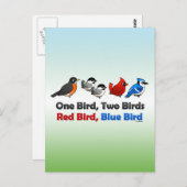 Eén vogel, twee vogels... briefkaart (Voorkant / Achterkant)