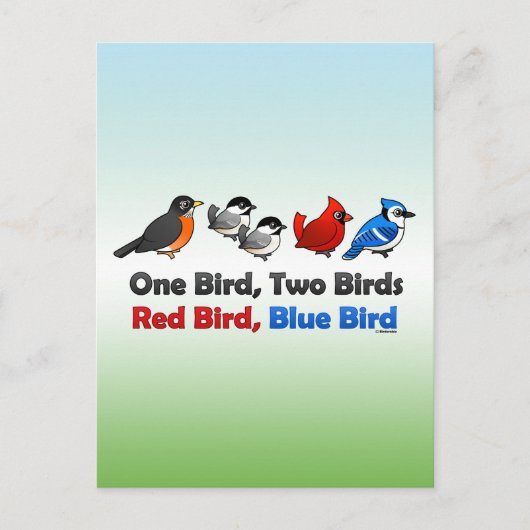 Eén vogel, twee vogels... briefkaart (Voorkant)