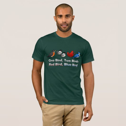 Eén vogel, twee vogels... t-shirt (Voorkant volledig)