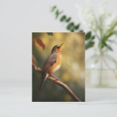 Een vogel zingt 's ochtends briefkaart (Staand voorkant)