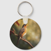 Een vogel zingt 's ochtends sleutelhanger (Achterkant)
