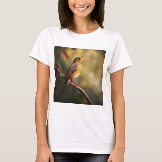 Een vogel zingt 's ochtends t-shirt (Voorkant)