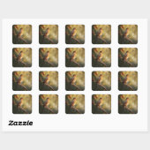 Een vogel zingt 's ochtends vierkante sticker (Vel)