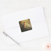 Een vogel zingt 's ochtends vierkante sticker (Envelop)
