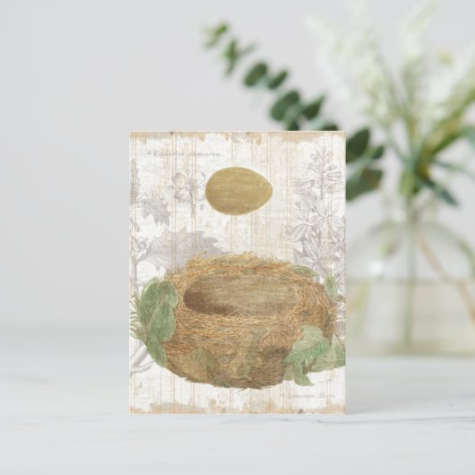 Een vogelnest met bruine eieren briefkaart (Staand voorkant)