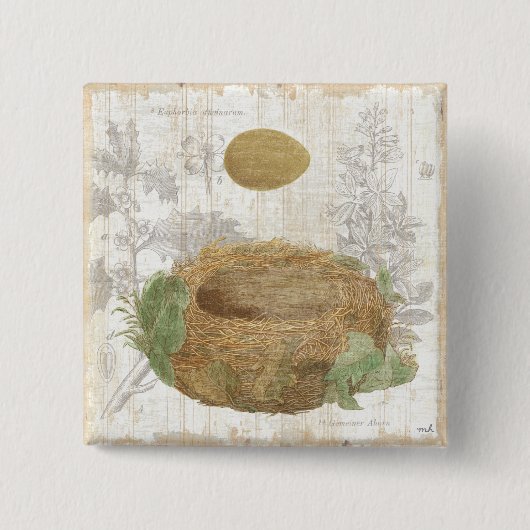 Een vogelnest met bruine eieren vierkante button 5,1 cm (Voorkant)