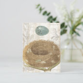 Een vogelnest met een decoratieve eieren briefkaart (Staand voorkant)