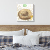 Een vogelnest met een groene eieren canvas afdruk (Insitu (Slaapkamer))