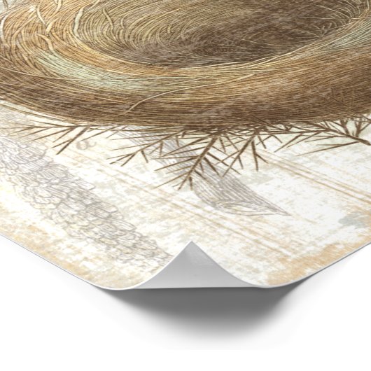 Een vogelnest met een groene eieren poster (Hoek)