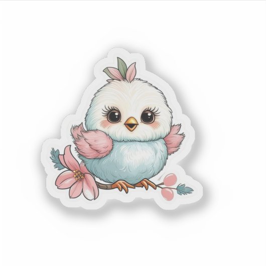 Een vogeltje op een tak sticker (Voorkant)