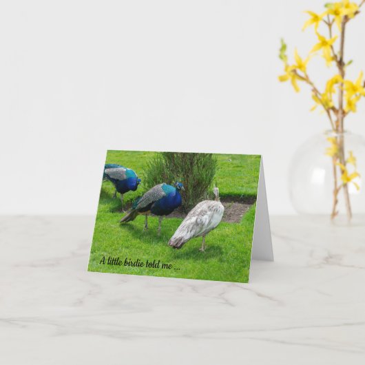 "Een vogeltje vertelde me ..." Pauw Kaart (Gele Bloem)