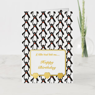 Een vogeltje vertelde me Pinguïns Gefeliciteerd Folie Wenskaart