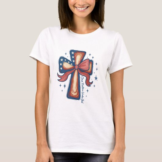 Eén volk onder God – Patriottisch Christelijk Krui T-shirt (Voorkant)