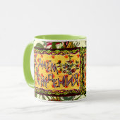 Een volkskunst Russische Happy Birthday Cup Mok (Voorkant links)
